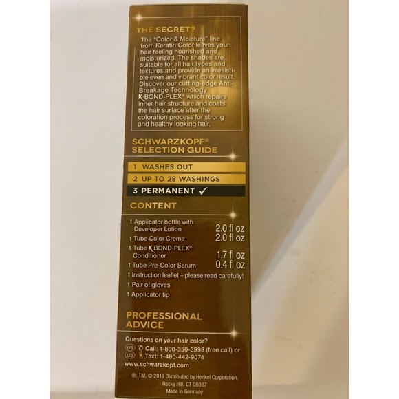 New Schwarzkopf Keratin Color Anti-Age‎ Hair Color Permanent #1.0 Jet Black - Picture 4 of 7
